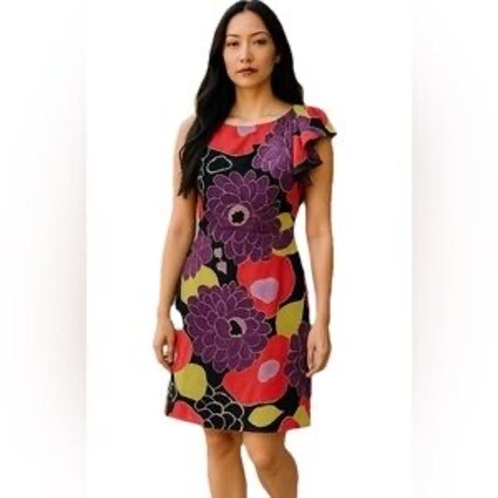 Leifsdottir Silk Sheath Dress sz 0 Floral Sheath Dress